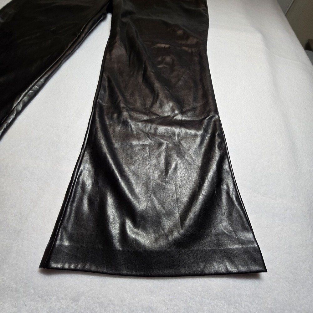 Y2K Michael Kors Black Faux Leather Lined Pants Womens Large Crop Kick Flare - Picture 11 of 16